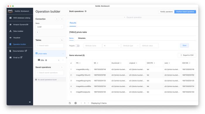 The DynamoDB table schema