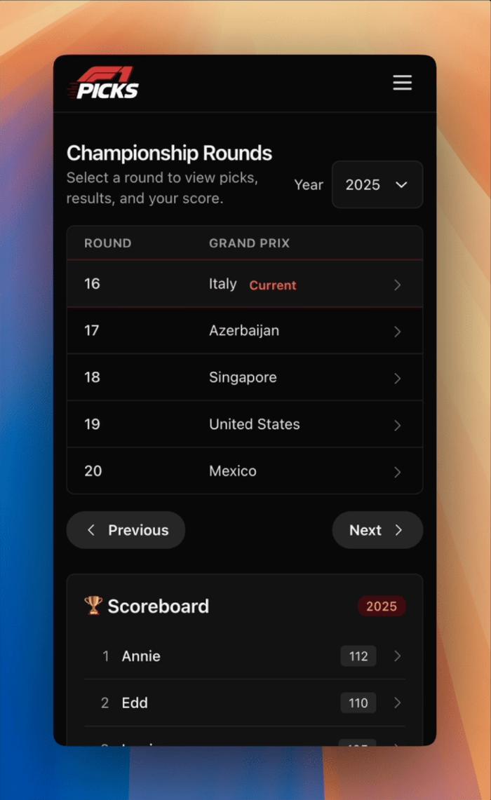 Mobile homepage