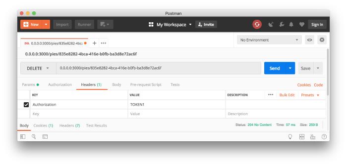 Removing Pie in Postman