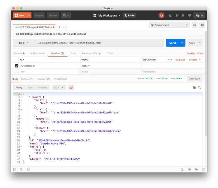 Viewing Pie in Postman