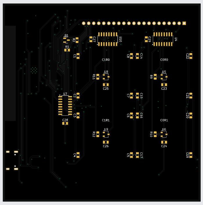 Back KiCad PCB layout for the prototype chessboard.