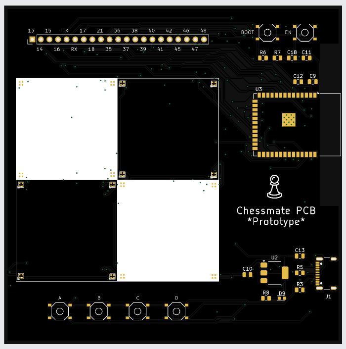 Front KiCad PCB layout for the prototype chessboard.
