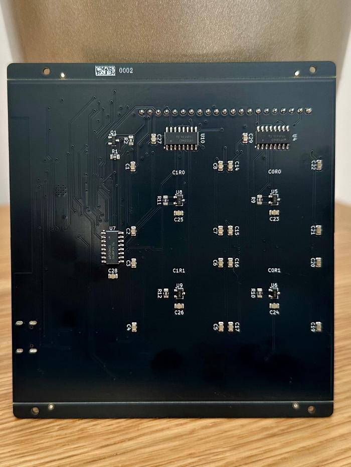 Back of the prototype chessboard.