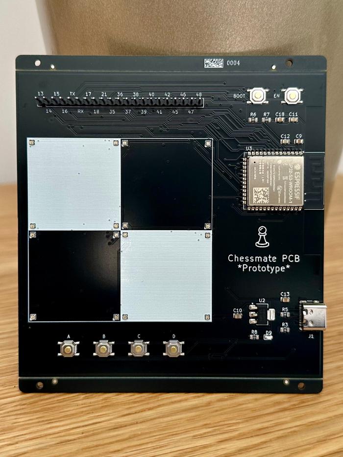 Front of the prototype chessboard.