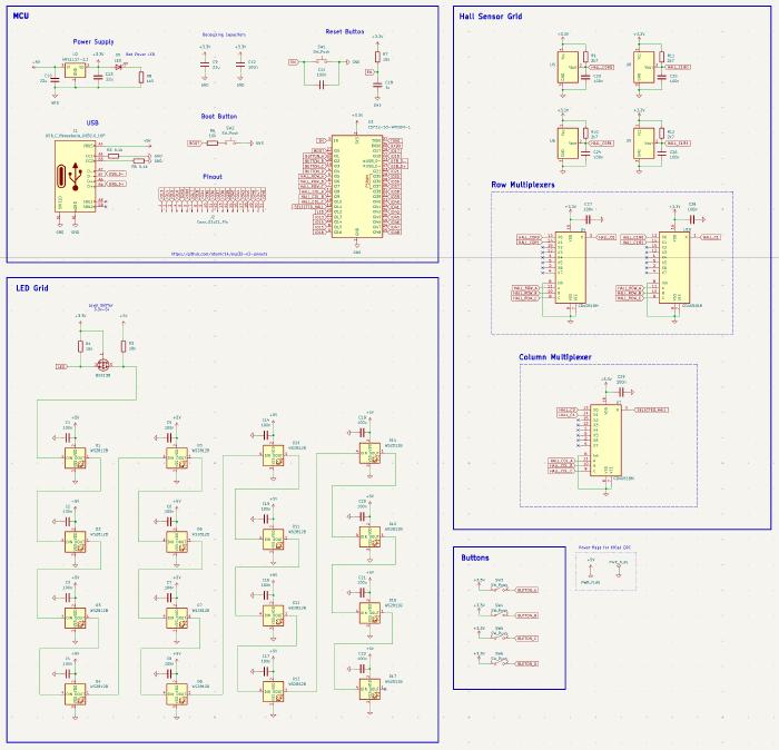 KiCad schematic for the prototype chessboard.