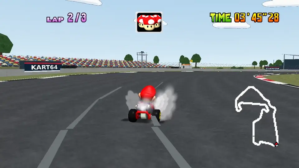 Mario at Stowe, with the spectator bank on the outside of the corner