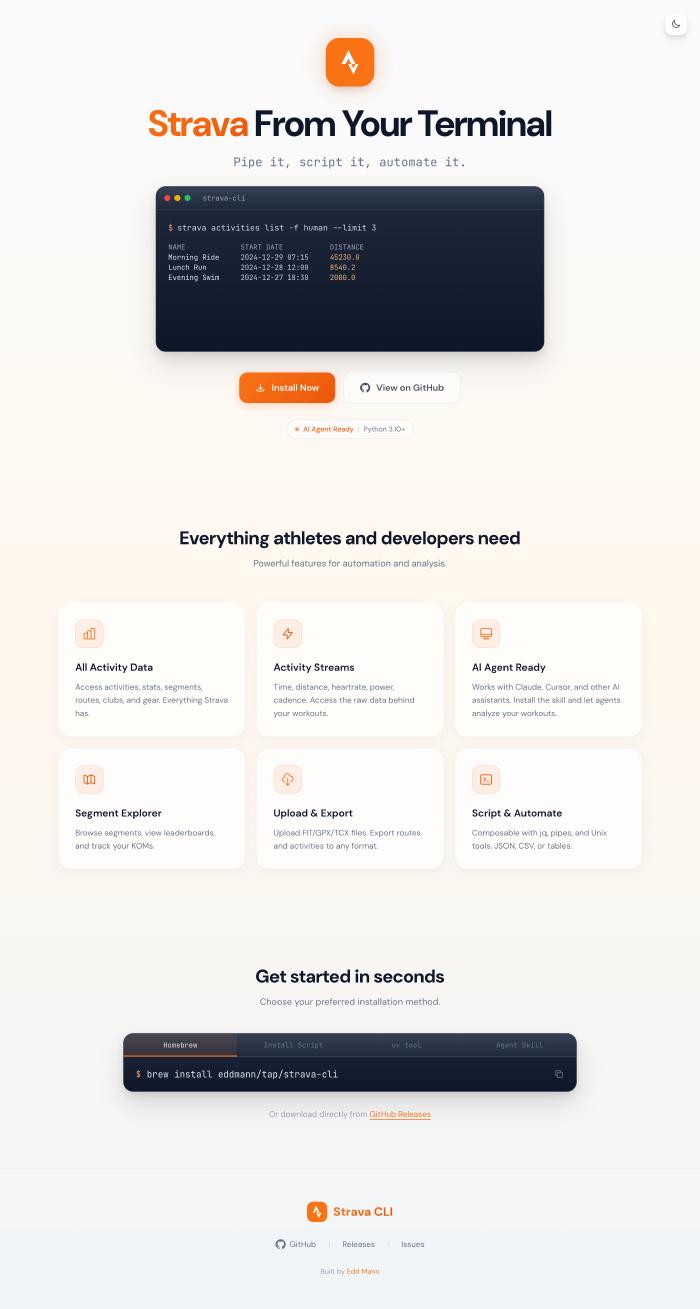 strava-cli landing page