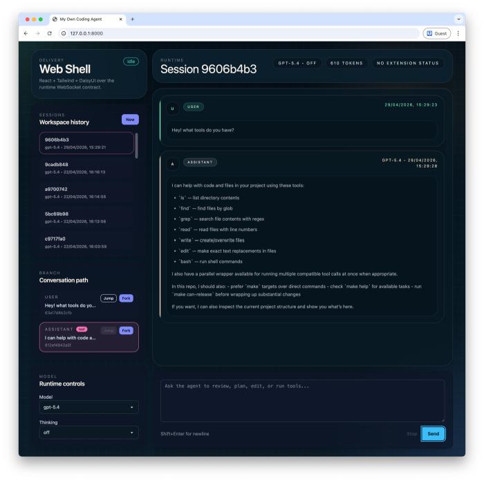 My Own Coding Agent web delivery shell