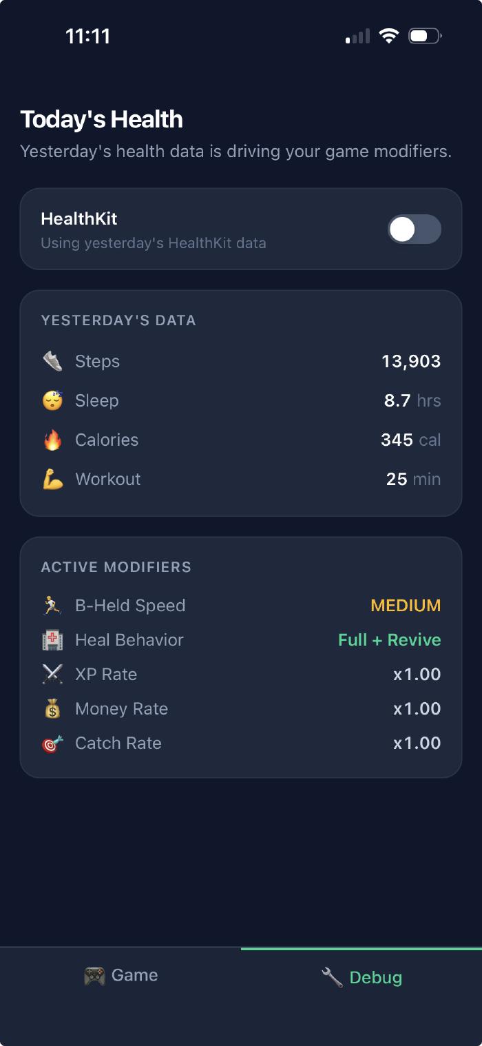 PokéHealth HealthKit data