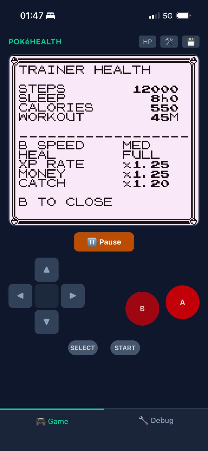 PokéHealth health stats