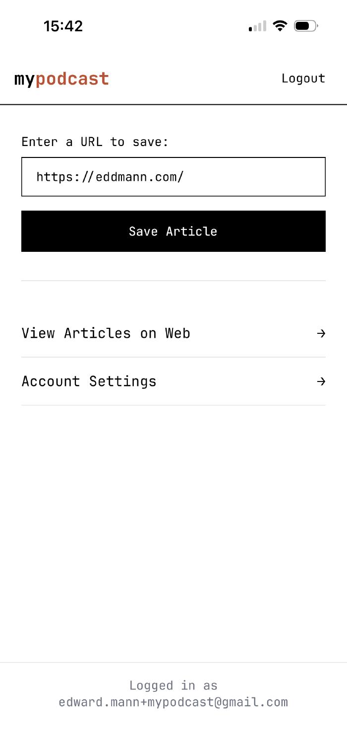 MyPodcast mobile app
