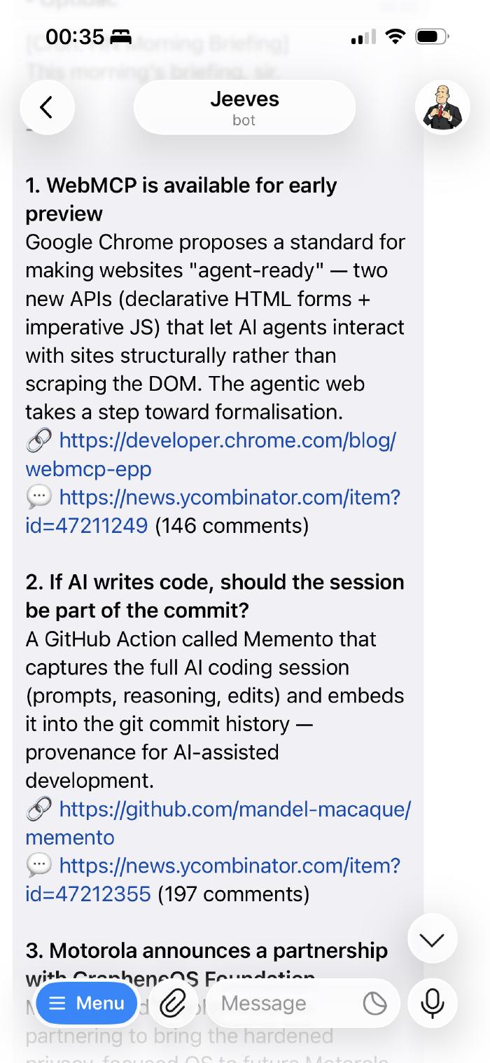 Jeeves Hacker News morning digest