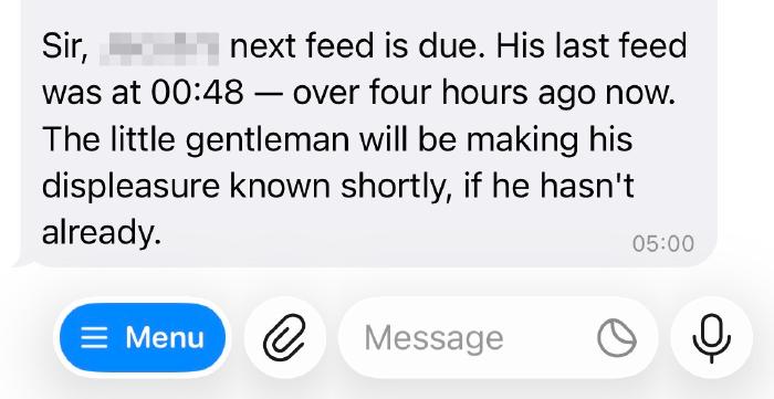 Jeeves feed reminder via Telegram