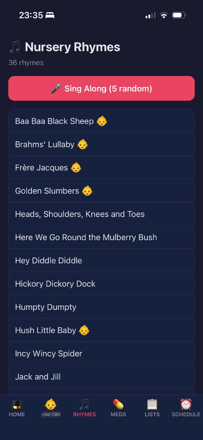 Jeeves nursery rhymes list