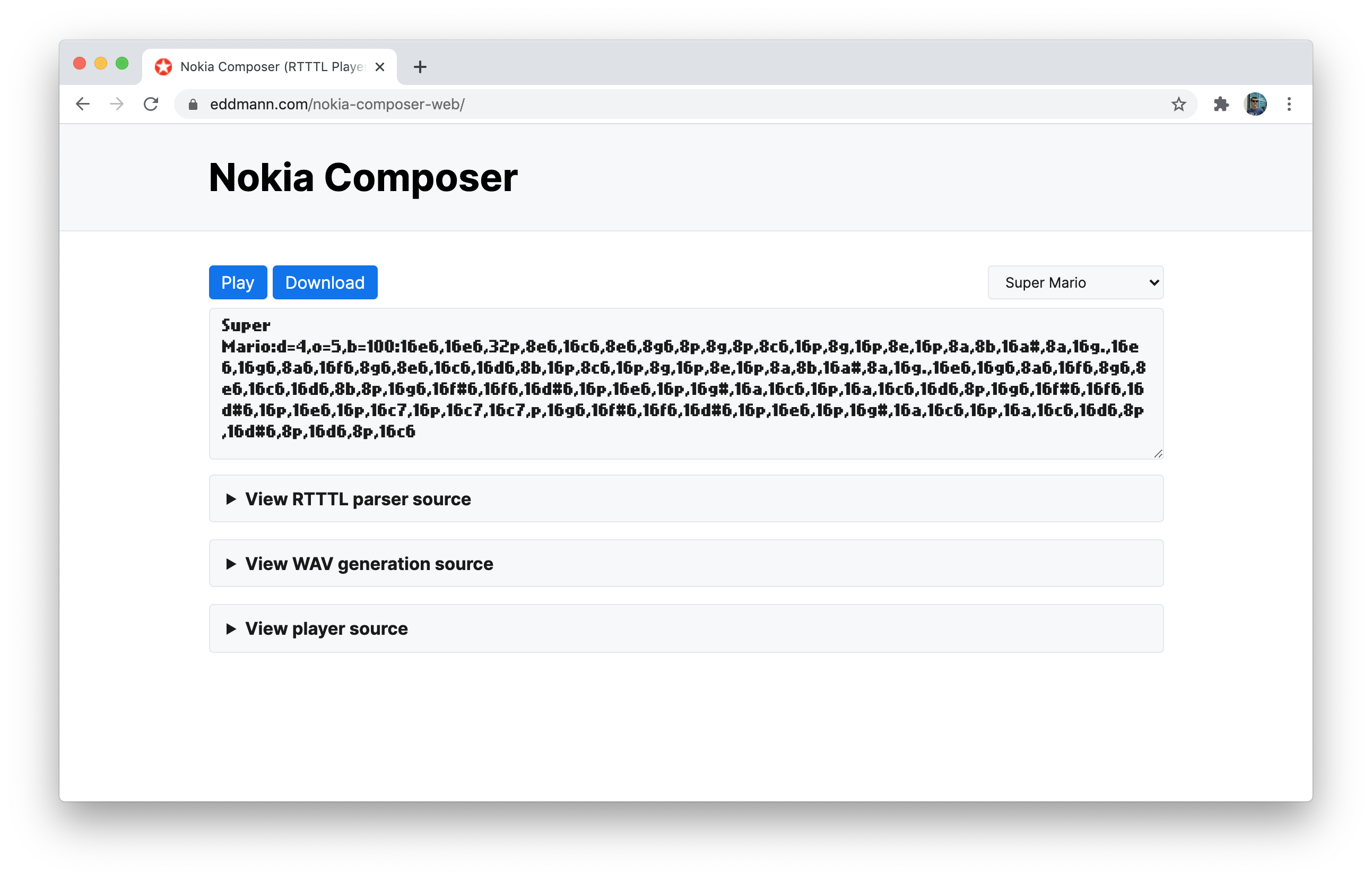 Nokia Composer (RTTTL) Player